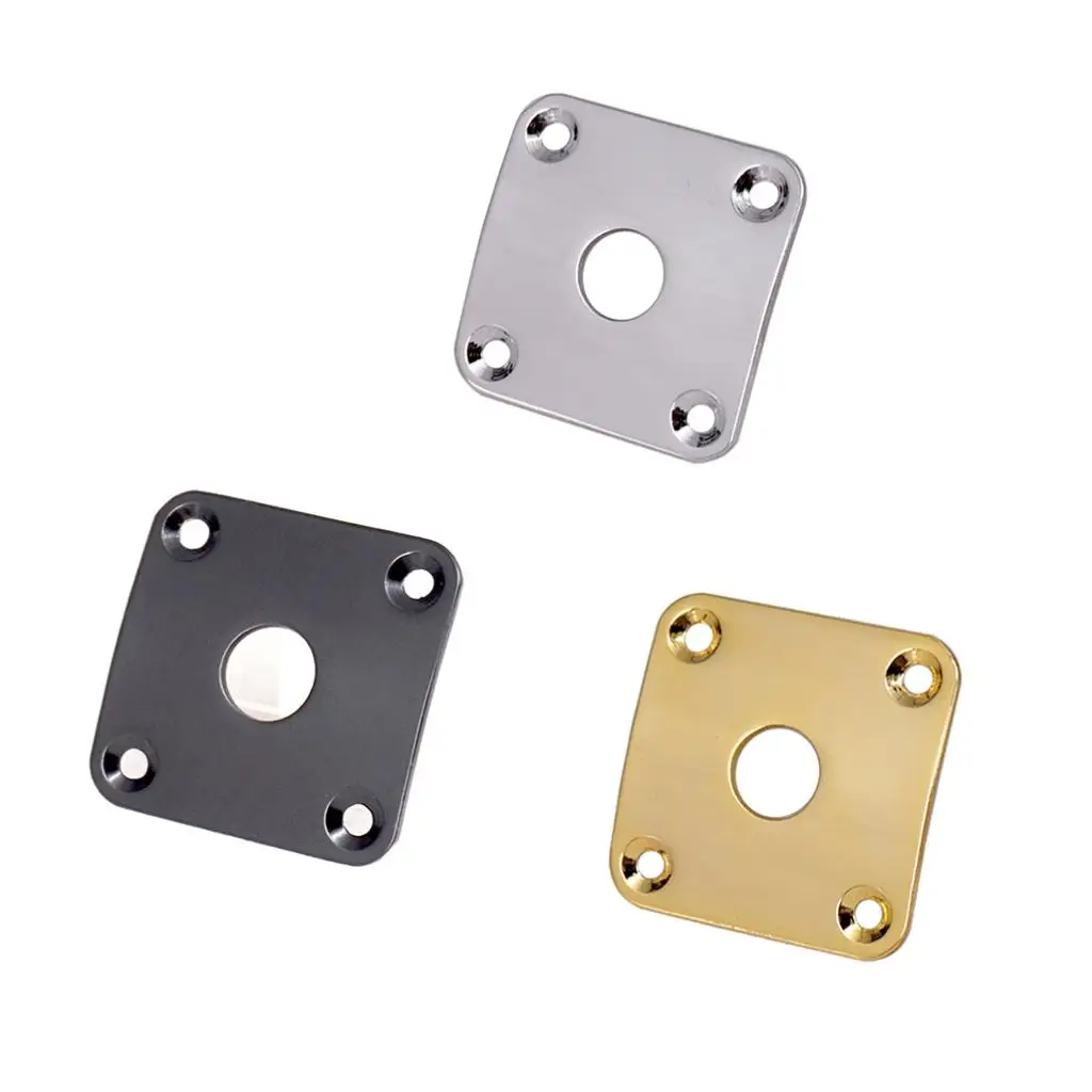 Tooyful 2pcs Metal Curved Bottom Jack Plate Square Jackplate for LP Electric Guitar Parts