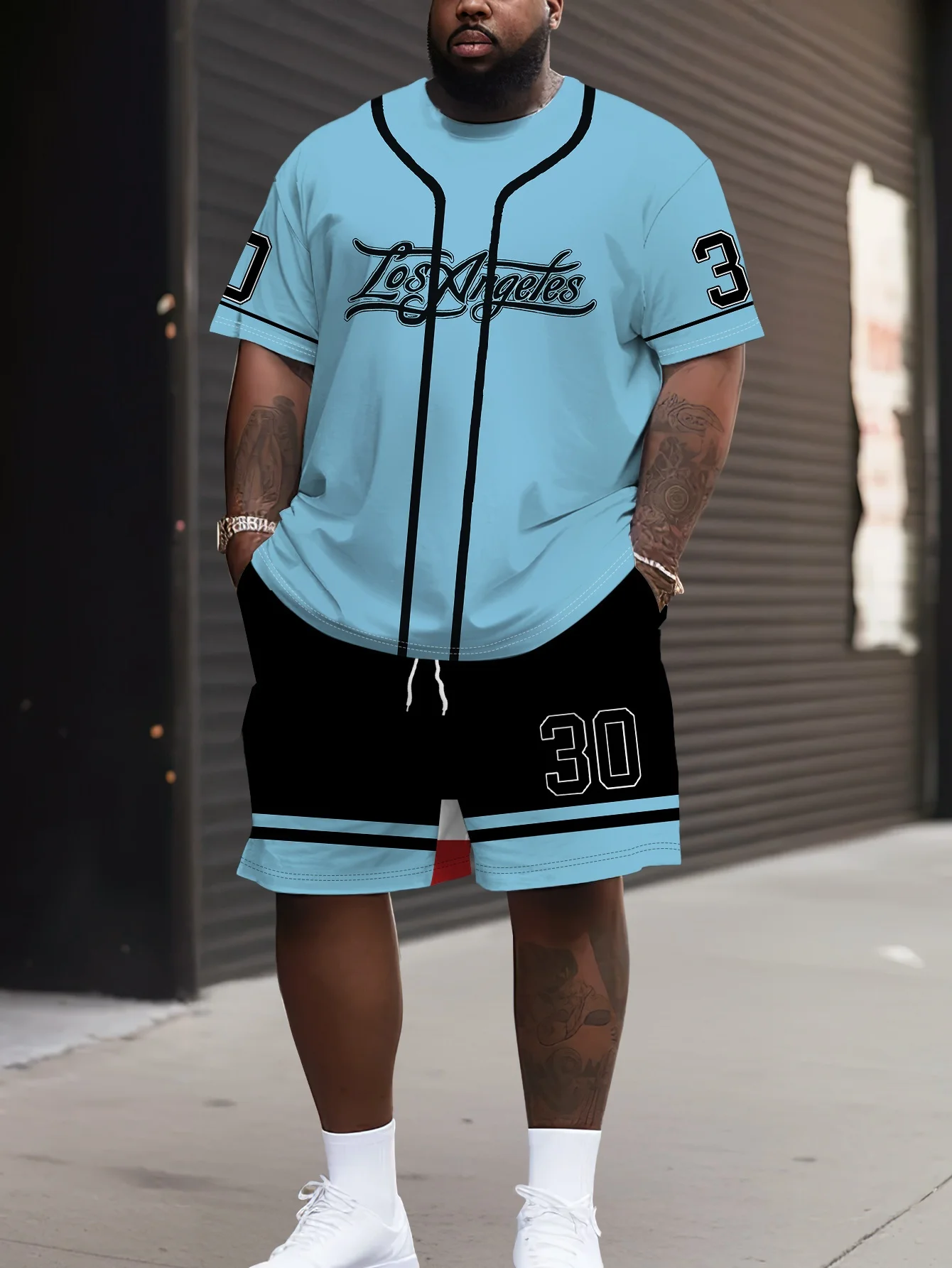 

2026 New Men Men's Plus Size Baseball Jersey T-Shirt & Shorts SetY2k Oversized Casual Suit Suitable for Daily and Training Wear