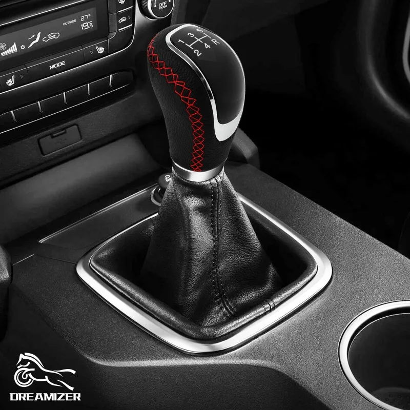 Car Gear Shift Knob, Universal 5 Speed Manual Shifter Lever, with 3 Cap Replacement, for M8-M12 Automotive Gear Stick Shift Knob