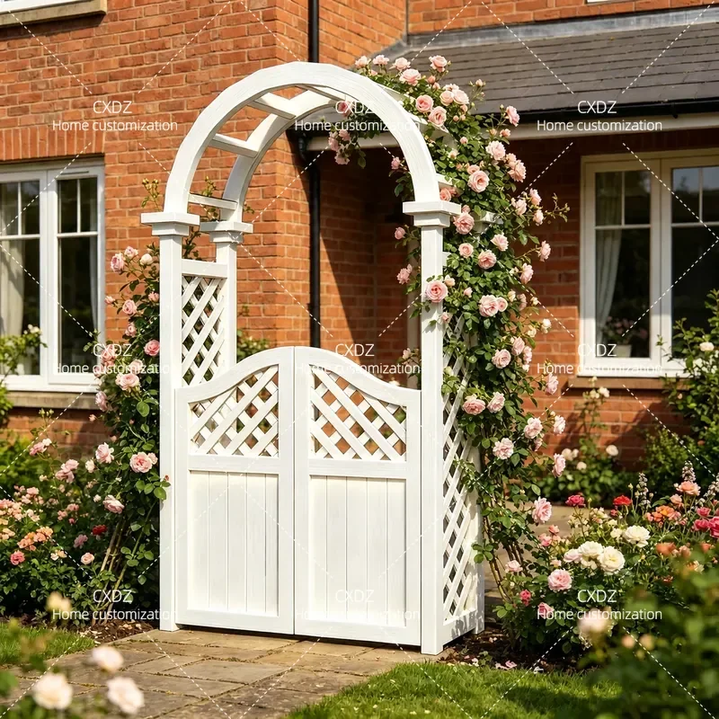 Antiseptic Wood Arch Climbing Vine Frame Flower Stand Courtyard Wooden Doorway Corridor Grape Rose Round Arch Garden Decor