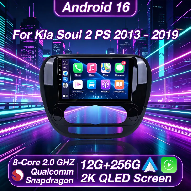 Android 16 Car Radio For Kia Soul 2 PS 2013 - 2019 Carplay GPS Multimedia Player Navi Head Unit 360 Camera Wireless DSP QLED RDS