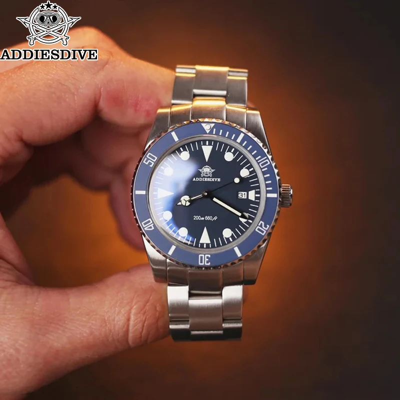 

ADDIESDIVE Luxury Men's Analog Watch BGW9 Luminous Ceramic Bezel Bubble Mirror Glass Diver's Watch 200m Quartz Watches AD2068