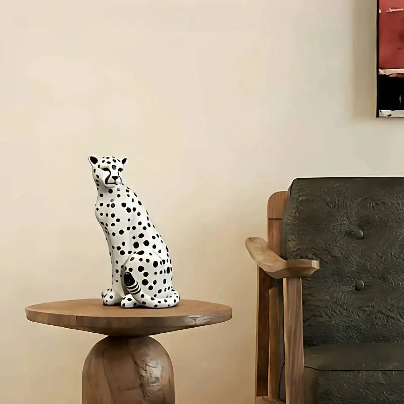 Resin Handicrafts Leopard Cheetah Simulation Animal Sculpture Spotted Leopard Decorative Figurines Home Decoration Accessories