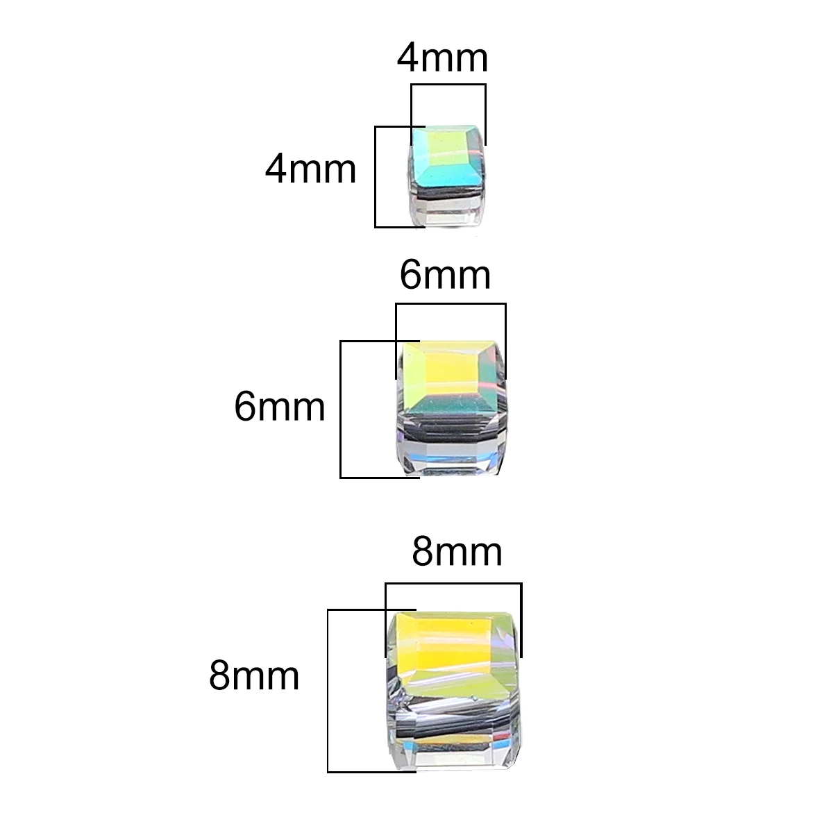 10개 패션 컬러 4/6/7mm 정사각형 비즈 큐브 유리 비즈 1mm 구멍 DIY 수제 보석 만들기 팔찌 목걸이 액세서리
