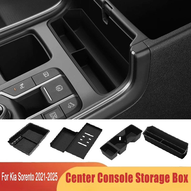 

For Kia Sorento 2021-2025 Center Console Storage Box Silicone Car Tray Organizer Interior Accessories Tidying Black Decoration