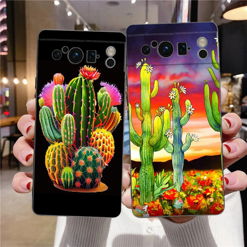 Plant Cactus Phone Case Cover for Google Pixel 8 7 6 7A 6A Pro 5G Shockproof Silicone Soft 8 Pro 5G Shell Capas Fundas Bags TPU