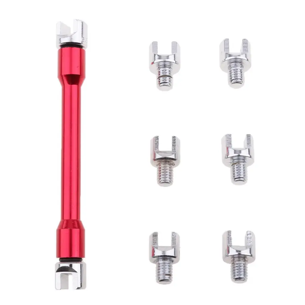 1 Set Spoke Wrench Motorcycle Motorbike Spoke Wrench 5.4-6.8mm Buckled Wheel fit 8 sizes of spoke nipples Red