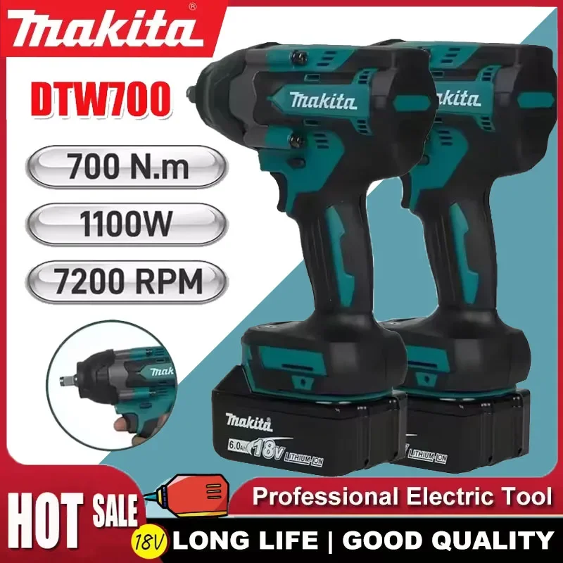 

Makita Electric Wrench DTW700 Brushless Multi functional Rechargeable 18V Lithium Battery Auto Repair High Torque Impact Wrench