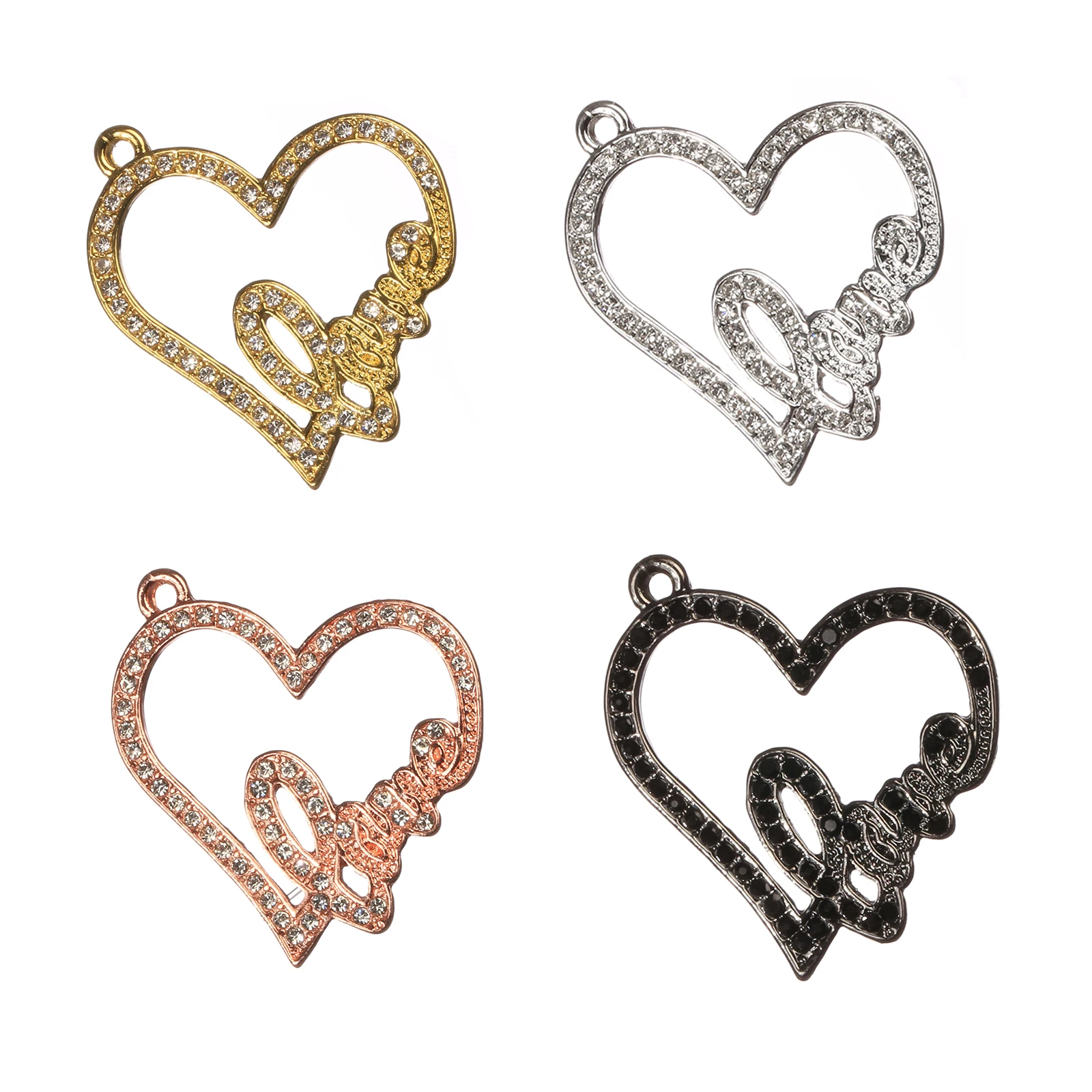 

10pcs Heart Love Charms with Rhinestone Fit for DIY Jewelry Making HT0138-HT0141