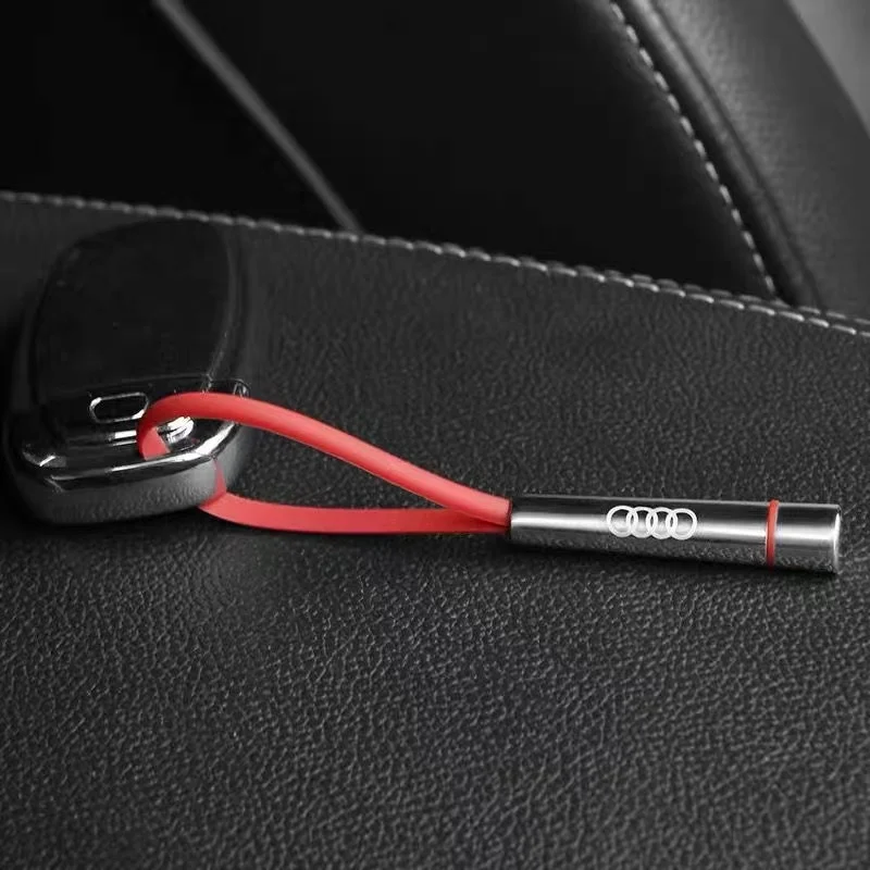 Car Logo Keyring Carbon Leather Luxury Car Keychain For Audi A3 A4 A5 A6 A7 A8 S3 S4 Q2 Q3 Q5 Q7 Car Styling Auto Accessories