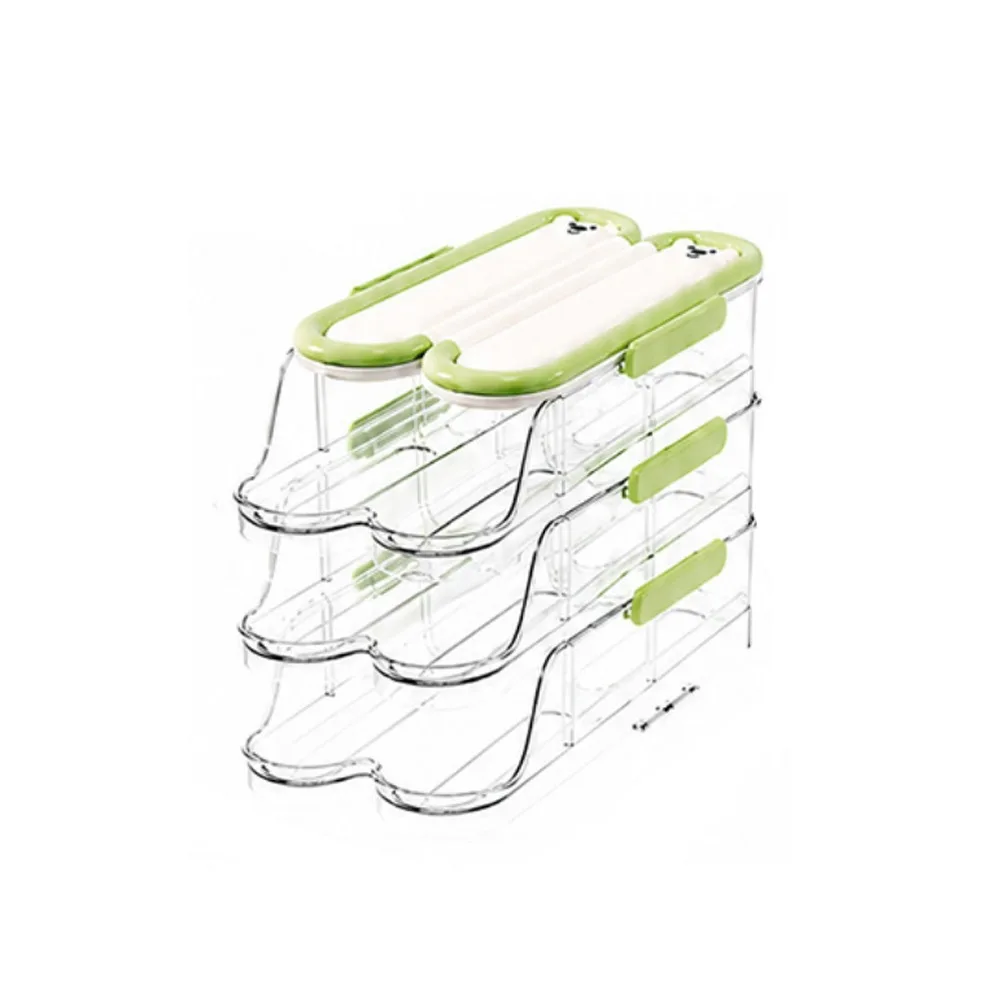 Food Grade Automatic Rolling Egg Container Transparent Large Capacity Large Egg Holder with Lid Stackable Egg Organizer