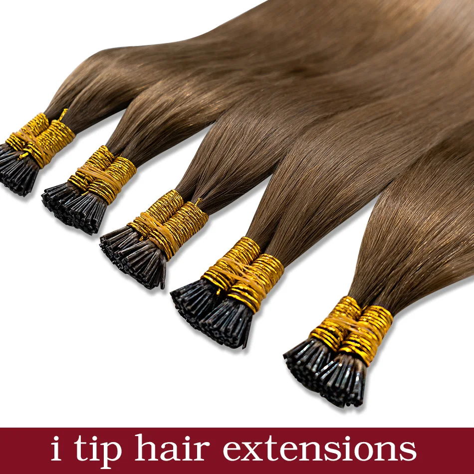 100% 리얼 레미 I팁 인모 여성용 베트남산 생모 스트레이트 붙임머리 케라틴 캡슐 인모 땋기