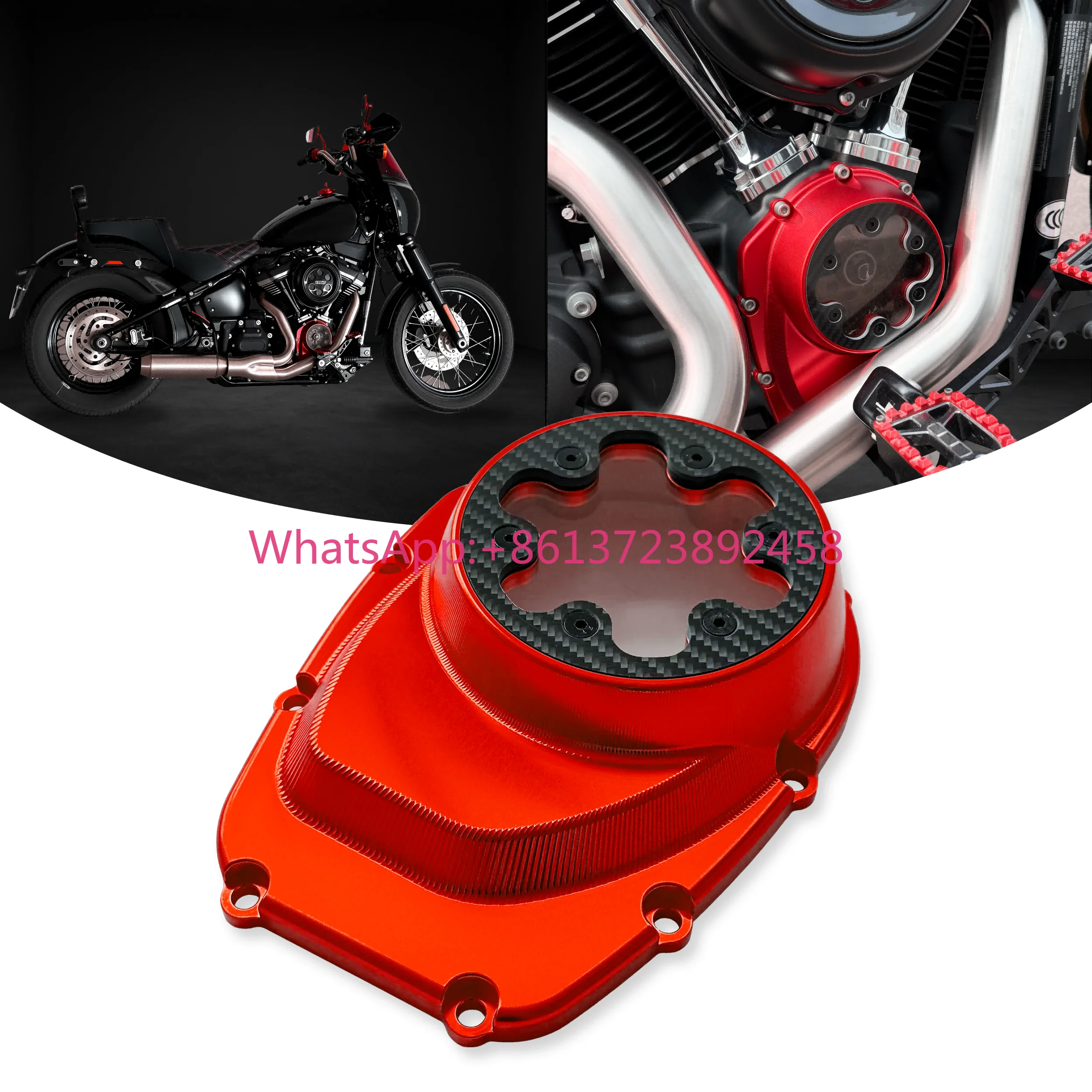 Motorcycle Performance CNC Aluminum Visible Camshaft Cam Cover with Carbon Fiber for Harley Softail 18-later  Touring 17-later