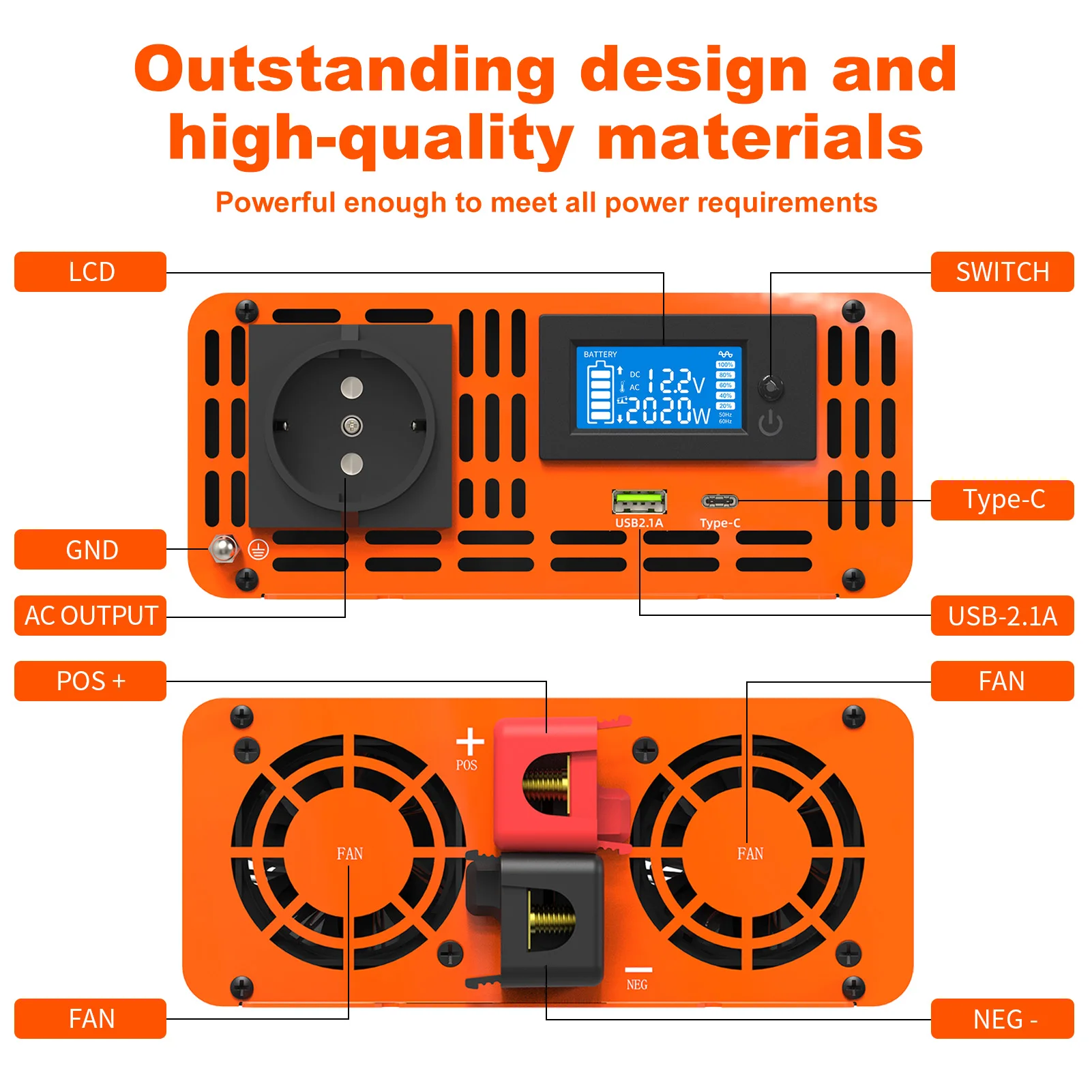 Peak 4000W 12v 24V 48V Dc to Ac 220V 230V 240V Continuous Power 2000W Solar Off Grid Pure Sine Wave Inverter Power Inverter