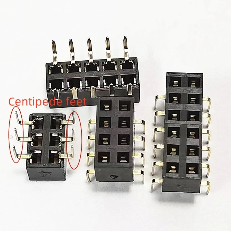 2.54mm Double Row Female Centipede Feet Pins Breakaway PCB Board Pin Header Socket Connector Pinheader 2*3/5/6-40Pin For Arduino