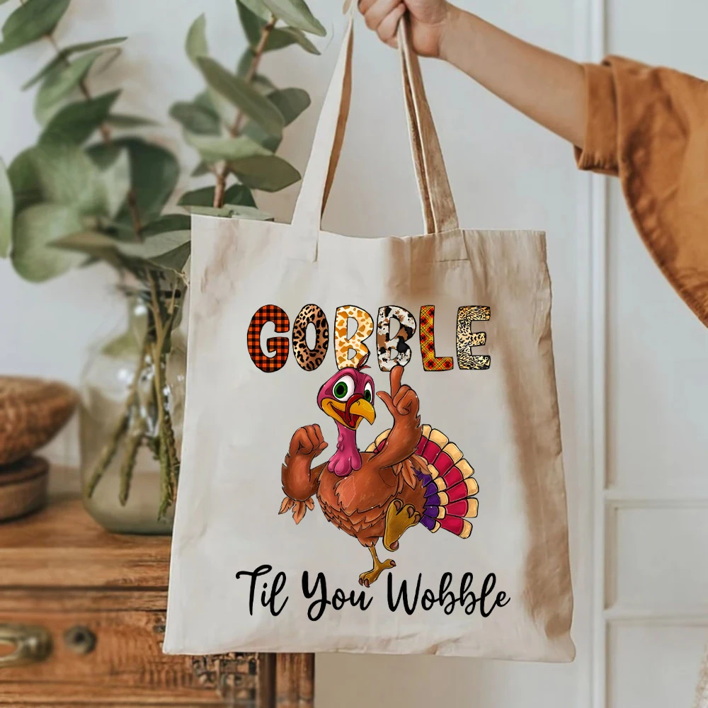 Gobble Gobble Til You Wobble Women's Handbag's Thanksgiving Bag's Gift for Thanksgiving Women's Handbag's Funny Turkey Tote Bags