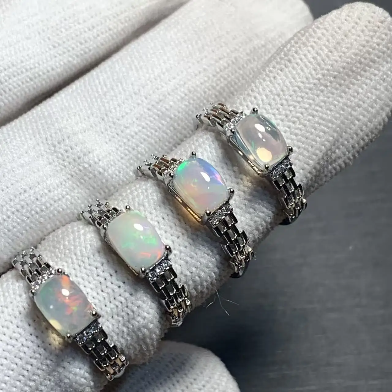60 HEYYA STONE Natural Opal Ring For Women Simple Fine Jewelry Stone Gemstone Classic Style