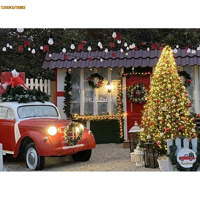 Shuozhike-屋内クリスマステーマ写真背景、クリスマスツリー、ポートレート背景、写真スタジオ小道具、21519、HDY-02
