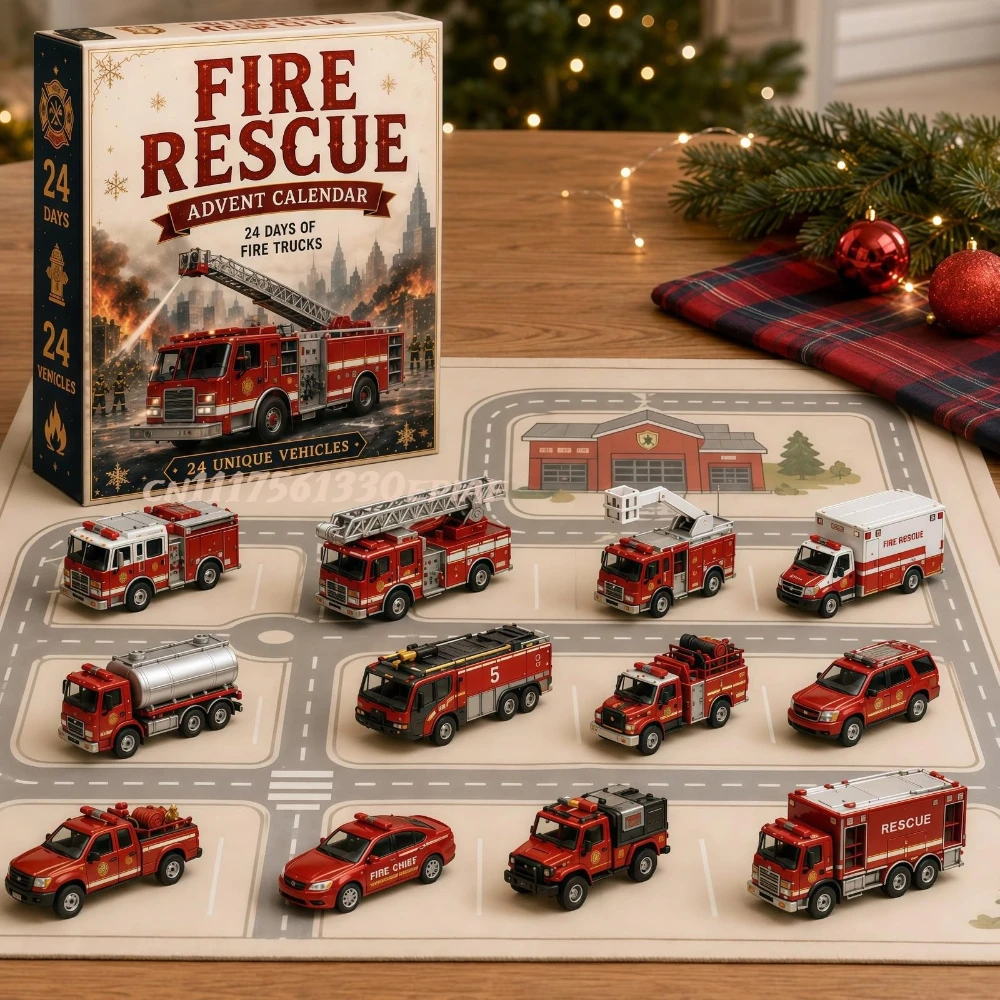 Fire Rescue Advent Calendar 2026, 24-Day Christmas Advent Calendar with Fire Truck and Rescue Vehicle Designs Surprise Gift image 5