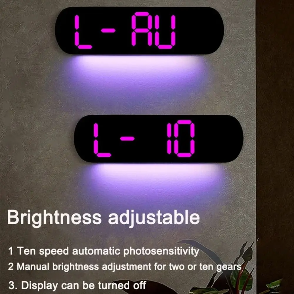 Ambient Lights LED Digital Wall Clock Humidity Display Time Date Display Large LED Display Clock Dual Alarm Memory Mode