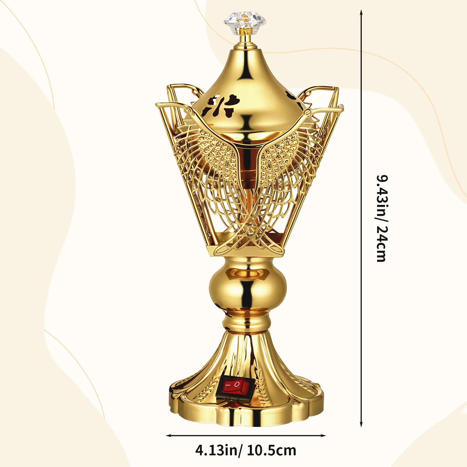 Incense Burner 9-Inch Charcoal Oud Frankincense Resin Electric Home Office Yoga Studio Meditation Plug in Incense Burner