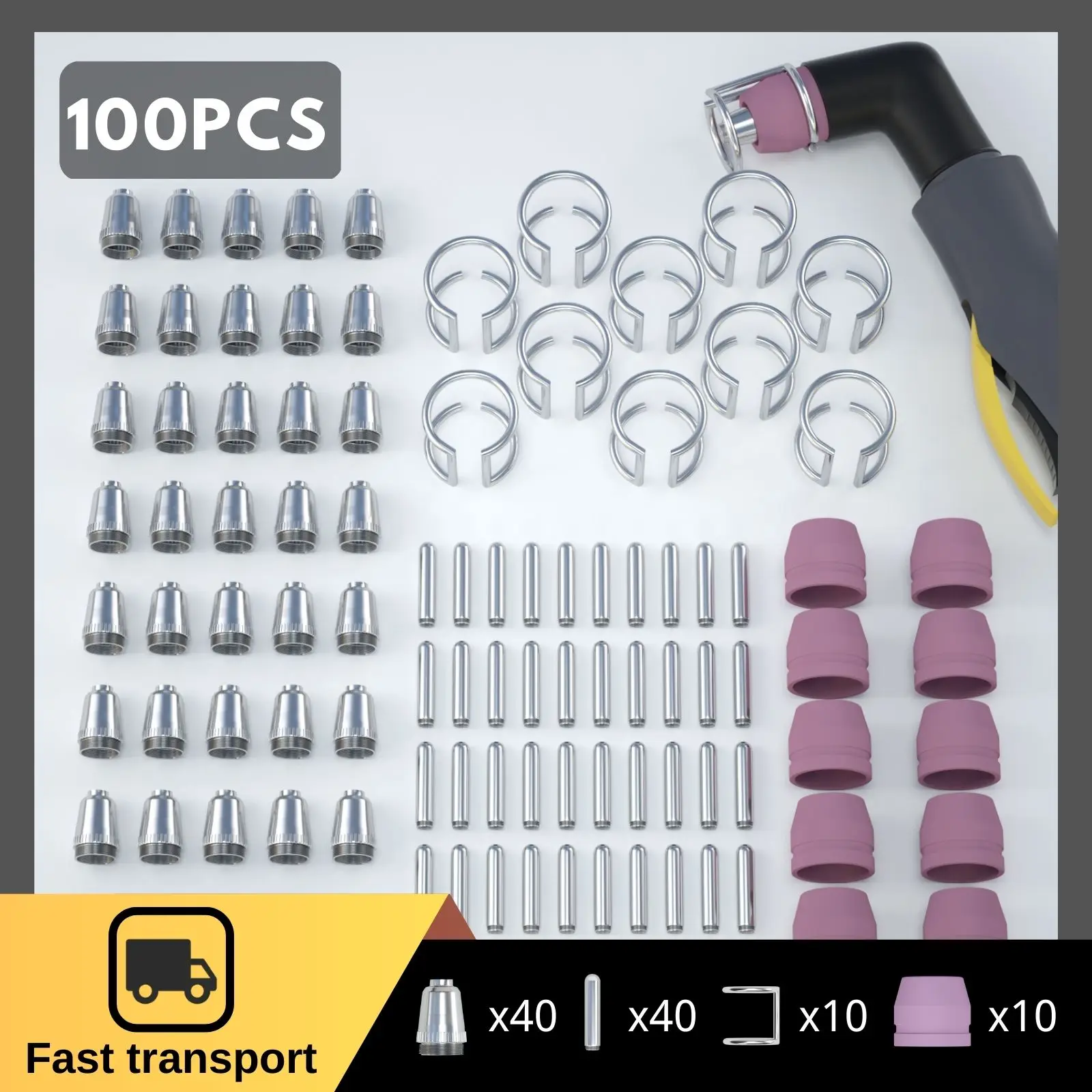 Soldagem Tocha Consumíveis Kit Eletrodos Shell Copos Dicas Guia Espaçador Soldador Tocha Sg55 Ag60 Wsd60 26 Pcs 60 Pcs 100 Pcs