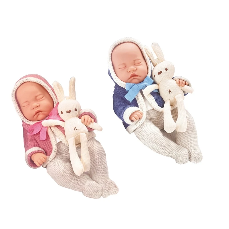 

F1CB 12Inches Sleeping White Baby Sleeping Girl Realistic Body Soft Body Baby