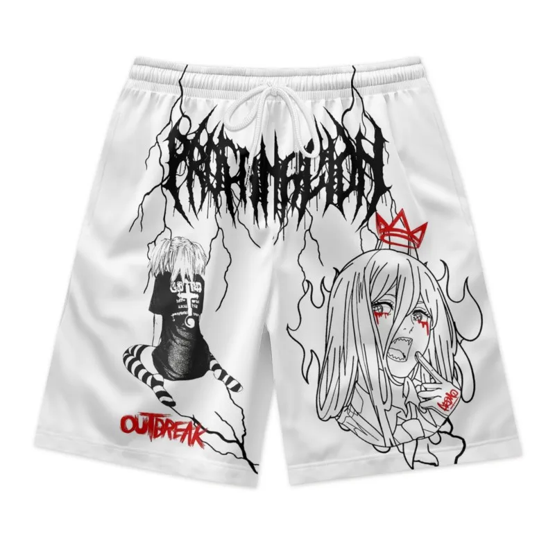 Outbreak Girl Print Men's Summer Drawstring Waist Shorts Polyester Streetwear Sport Beach Shorts Clothing Bottoms