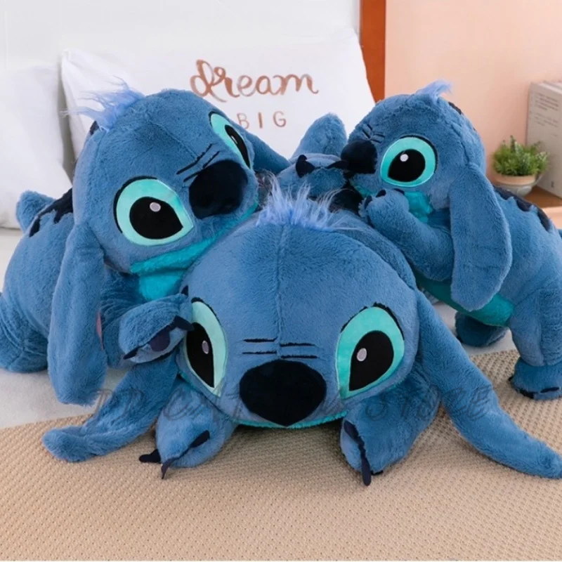 45/60/80cm Disney Stitch Doll Plush Toys Lilo&Stitch Plush Stuffed Doll Soft Pillow Prone Posture Dark/Light Blue Toy Gifts