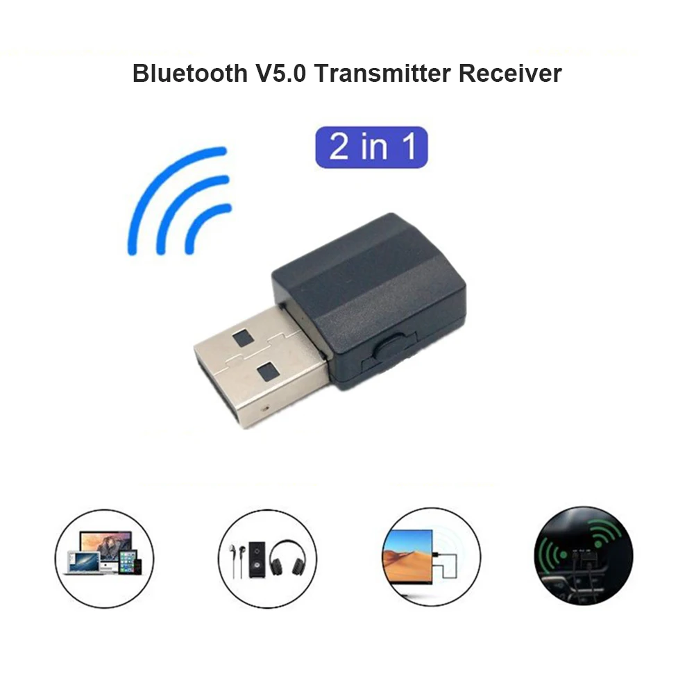 1Set Wireless USB bluetooth-compatible 5.0 Transmitter Receiver Stereo AUX 3.5mm Jack Music Adapter For TV Car Kit Earphone