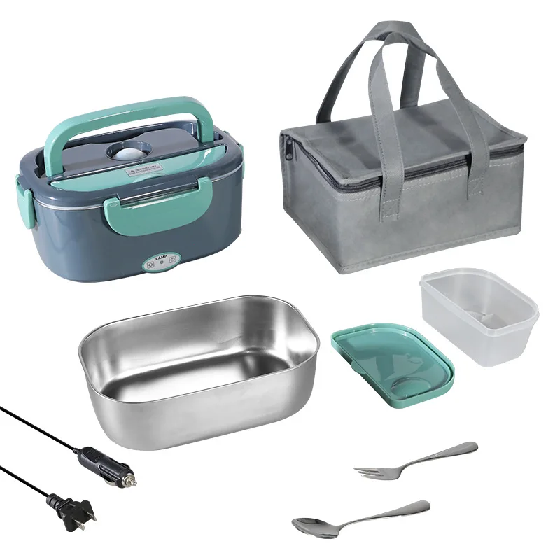 1.5L Portable Electric Heating Stainless Steel Liner Lunch Box Food Container 5-in-1 Use Home and car dual-use insulated heated