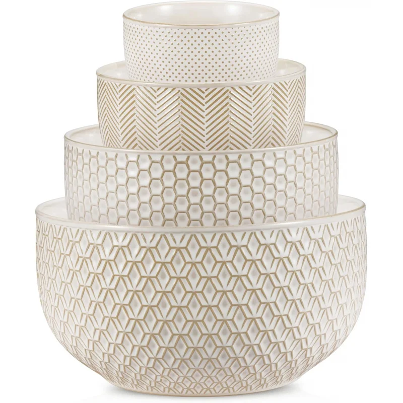 

Набор из 4 предметов, кухонная посуда с тиснением, для приготовления, подачи, в подарок, подходит для микроволновой печи и посудомоечной машины