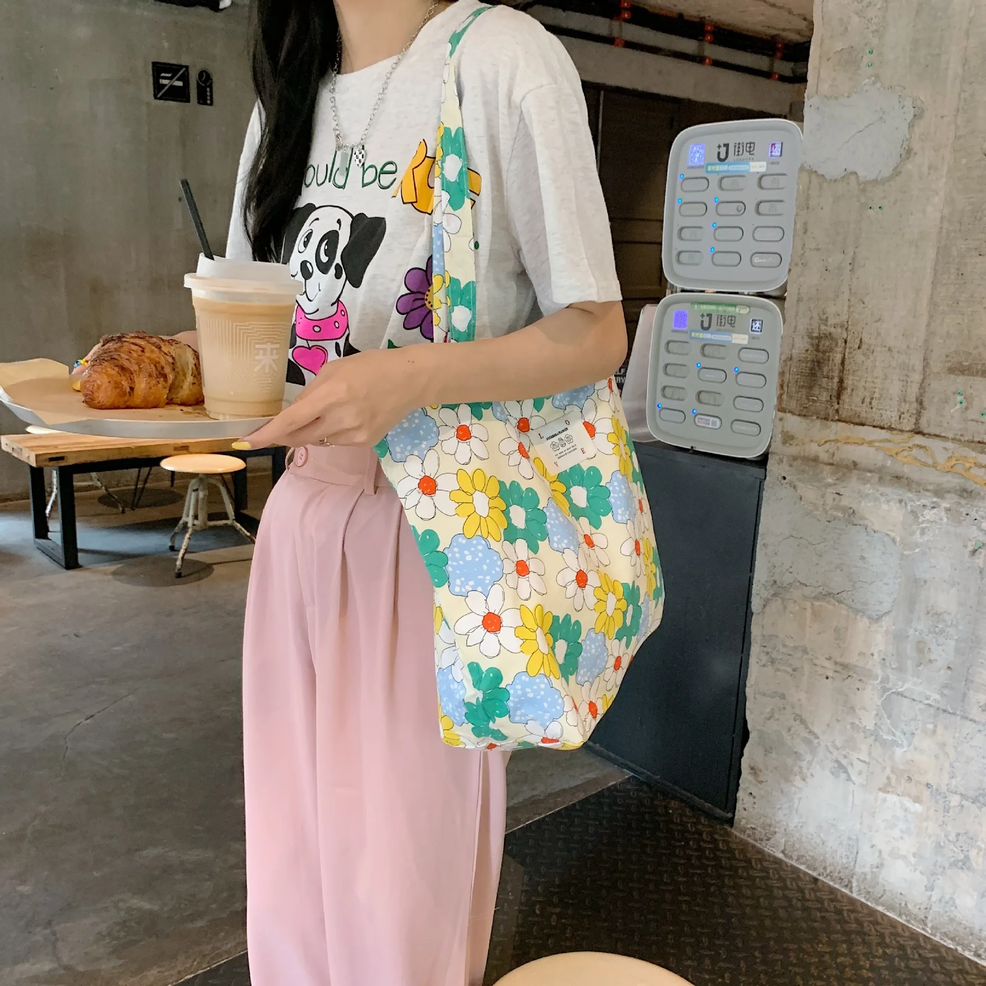 Retro Floral Women\'s Canvas Shoulder Bag High Capacity Girls Student Book Tote Handbag Cute Flower Female Reusable Shopping Bags