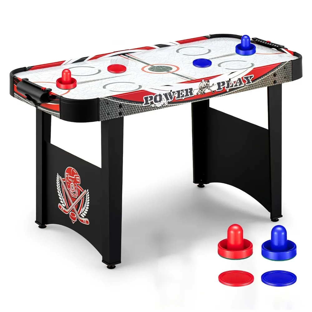

Портативный настольный аэрохоккей в аркадном стиле для игровой комнаты, домашнего офиса с шайбами, толкателями, цифровым LED-табло и сумкой для переноски