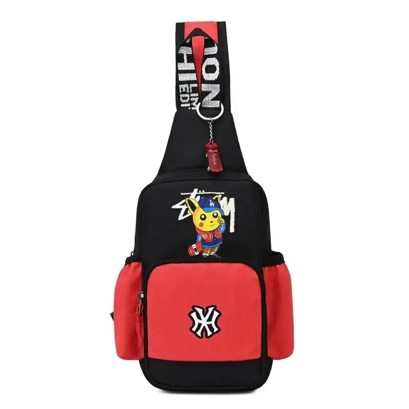 Children\'s Shoulder  Men\'s and Women\'s Chest Canvas Youth Sports Pikachu Crossbody Bag Handbag Chest Belt Waist Bag