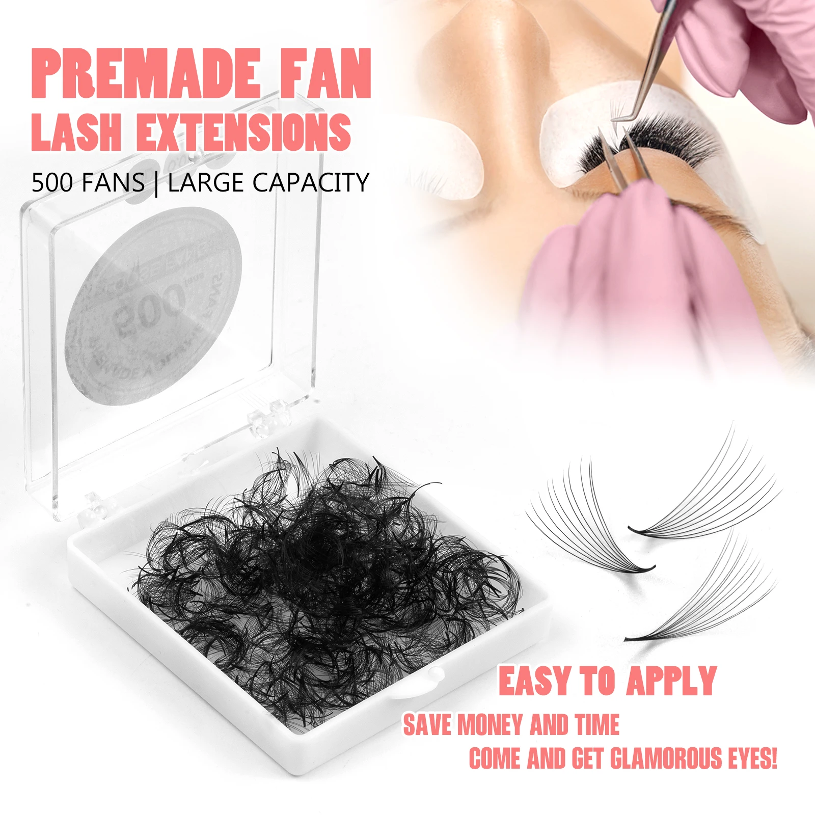 FinyDreamy 500 Fans Premade Volume Fans Lashes Pointy Base Loose Fans Professional Medium Stem Sharp Thin Eyelash Extensions