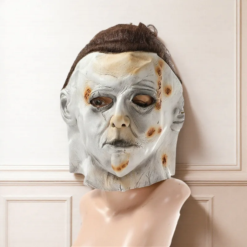 

Michael Myers Mask Moonlight Heart Panic Halloween Party Cosplay Horror Thriller Script Kill Npc Props Adult Latex Headdress