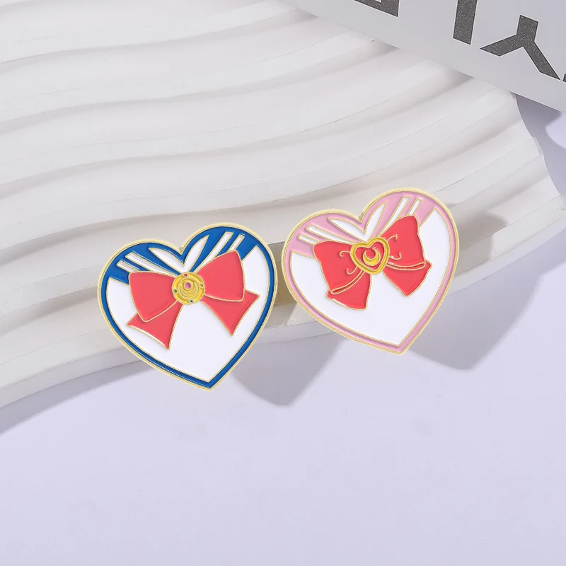 Cute Pink Bowknot Brooch Enamel Pins Cartoon Animation Inspiration Brooch Backpack Lapel Badge Women Jewelry Gifts for Friend