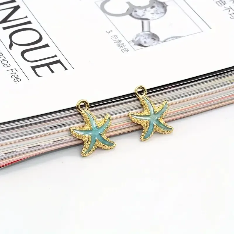 30/50 stücke Von Zufällig Tropft Öl Perlglanz Muschel Shell Seestern Diy Schmuck Zubehör Armband Ohrringe Anhänger Legierung – Detail 6