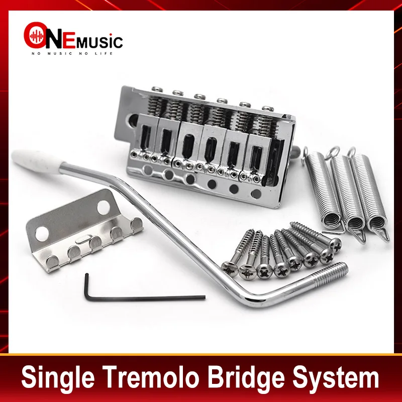 A Set Right handed 6 String Flat Saddle Single Tremolo Guitar Bridge System for Electric Guitar Black Chrome