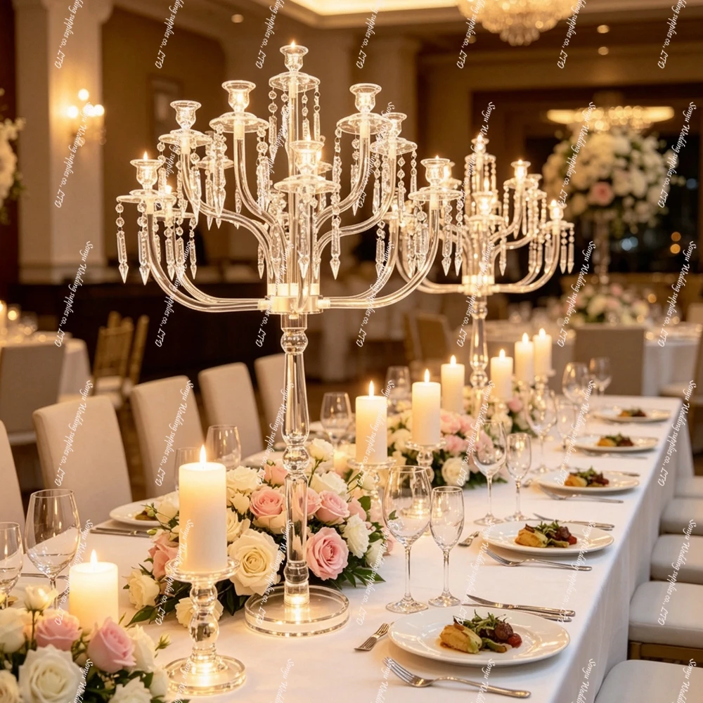 5/6/10pcs 100/110/120cm acrylic pedestal  Wedding Flower Stand Plinths Backdrops Centerpiece for Wedding table candleholder