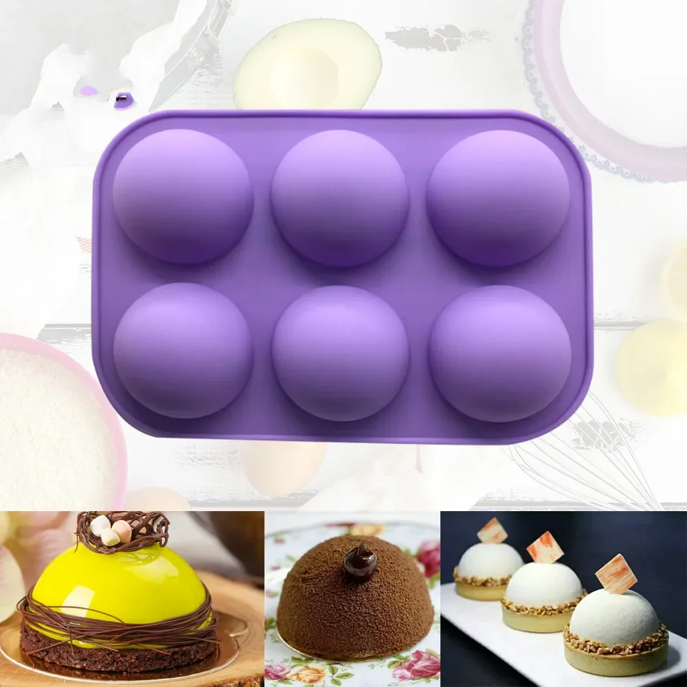 6-hole Silicone Baking Mold, Used for Baking 3D Baking Utensils, Chocolate Hemispherical Cake Mold, Cake Kitchen Tools