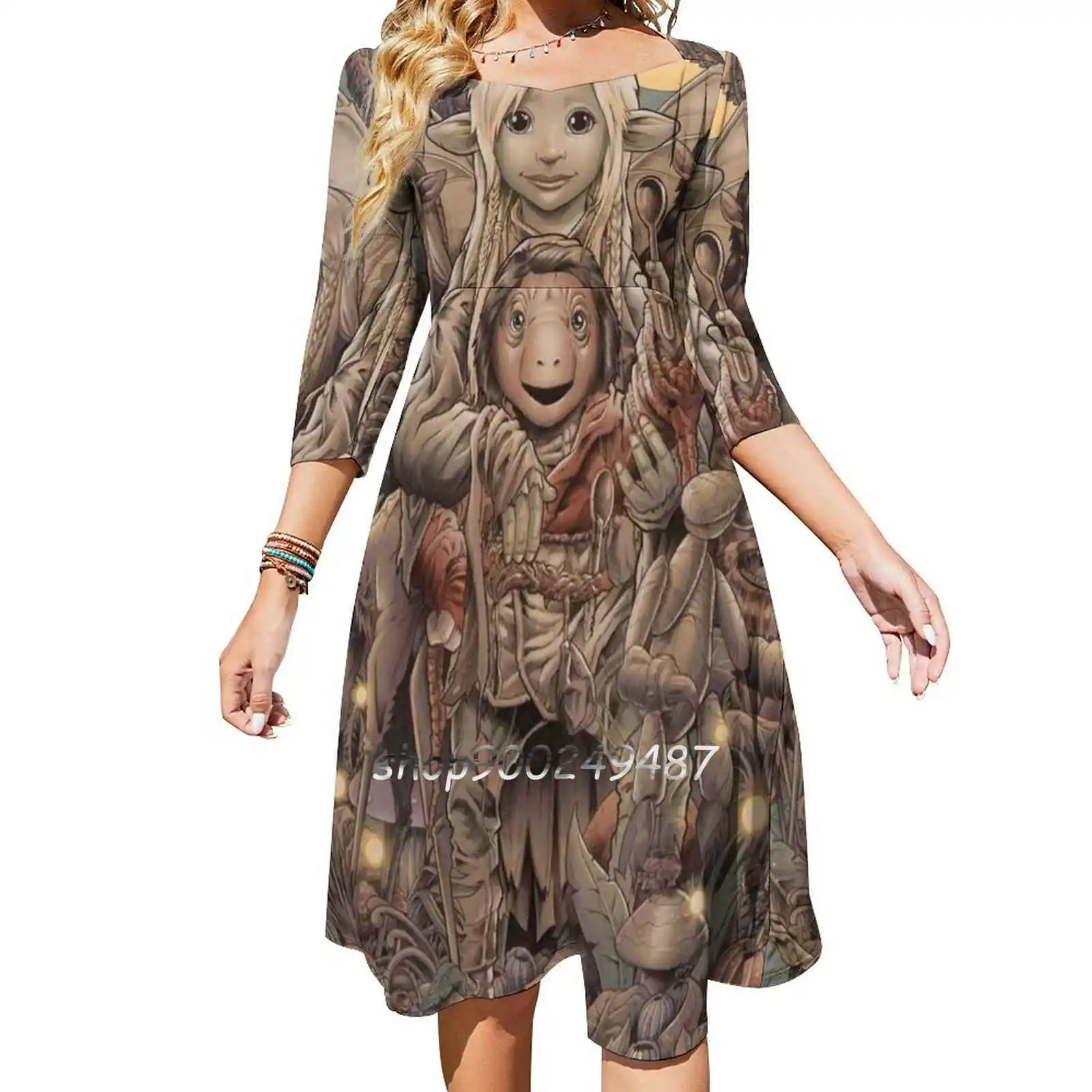 Return To Thra Flare Dress Multiple styles Print Dress Short and Long Sleeve Dress Age Of Resistance Thra Brea Deet Jim Henson