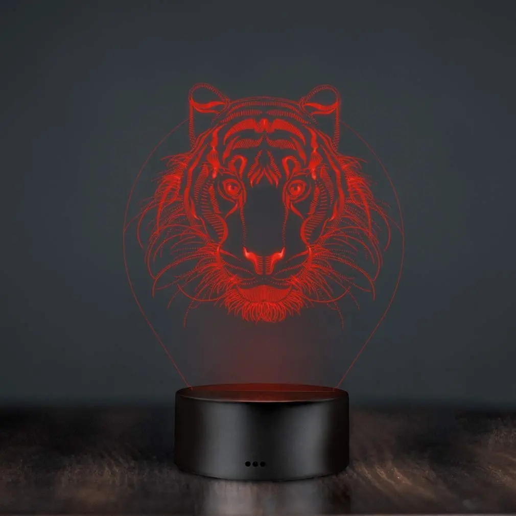 3D Lion Led Night Light 7 Colors Changing Optical Illusion Lamp USB Table Desk Lamp Children Kids Christmas Birthday Gift