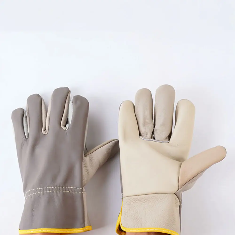 Short Cowhide Welding Gloves Industrial Safety Protective Gear For Lianfang Construction Machinist Driving Use