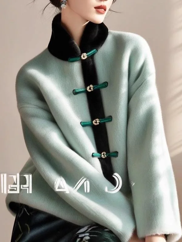 

Новая зимняя женская куртка 2024 года с мехом, воротником-стойкой, на пуговицах, хлопковое пальто, элегантное, маленького размера, однотонное