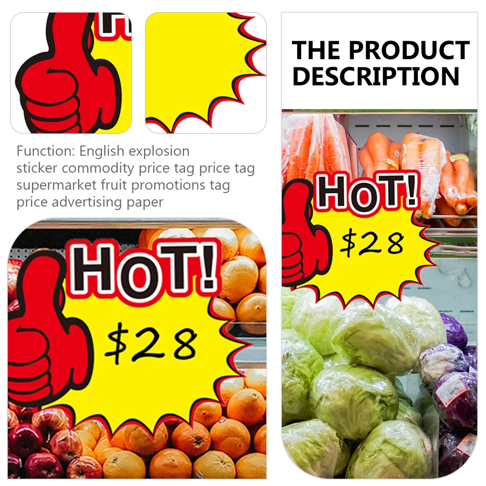 

50 pcs Price Tag Retail Store White Blank Labels Display Signs Advertising Sale Promotional Sticker Price Tags