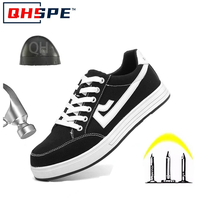 Canvas Steel Toe Safety Shoes Anti Smash Anti Slip Breathable Durable Work Boots Protective Lightweight Labor Footwear
