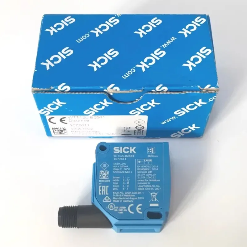 1PC NEW SICK WTT12L-B2561 1072611 In Stock Laser Distance Sensor PNP NPN ToF BGS 3.8m M12 5Pin WTT12 Series Original Box