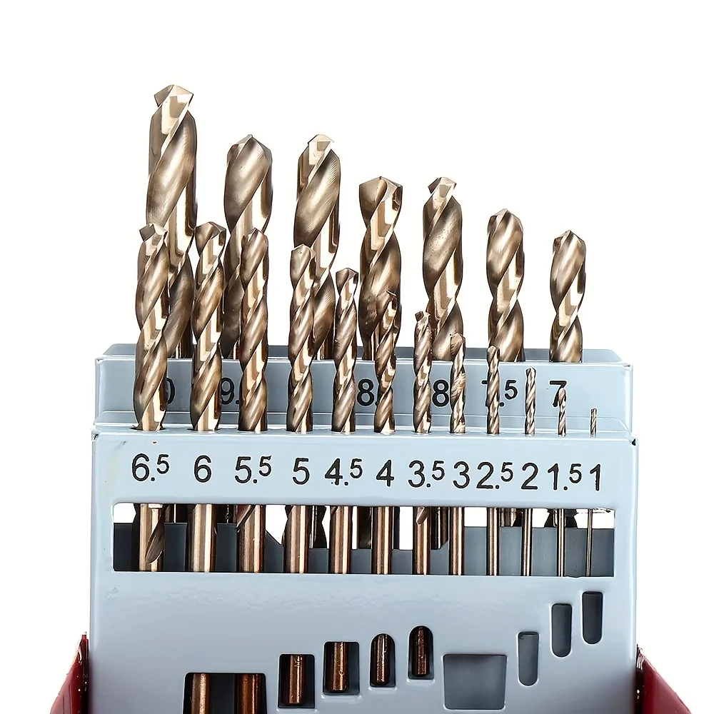 13pc/19pcs/25pcs 1.0-13mm Round Shank Twist Drill Bit Set Titanium Coated Hole Cutter High Speed Steel  Drill Bit Woodworking